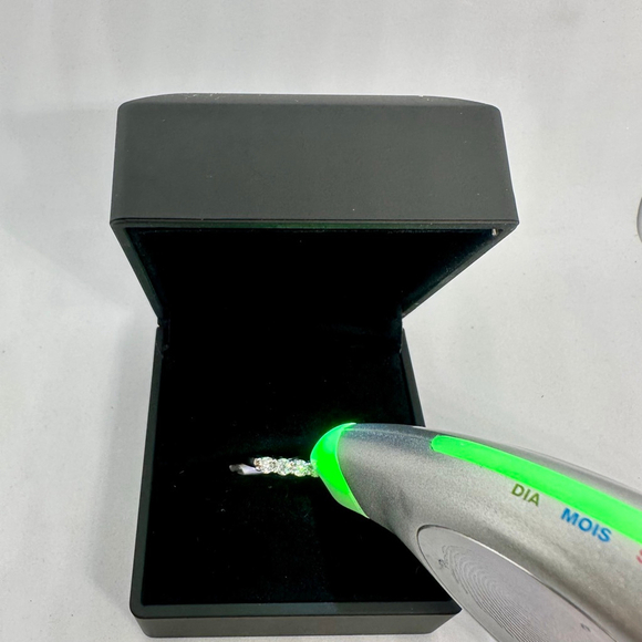 Moissanite Band 5 Stone Anniversary Wedding Ring 18K 925 GRA Round - Picture 2 of 7